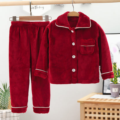 Children's flannel pajamas, warm and thick