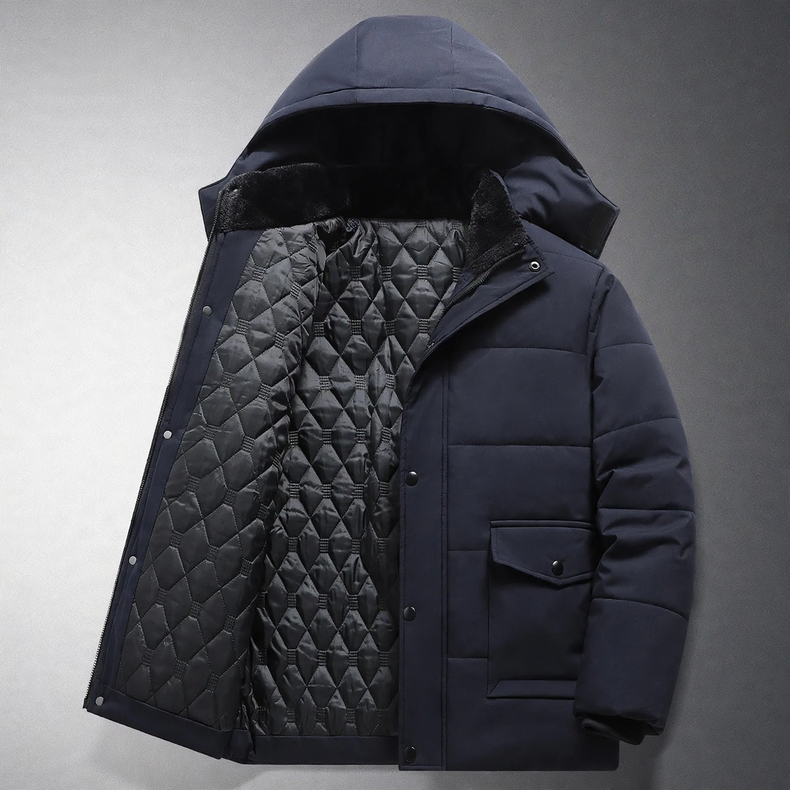Padded winter jacket for men, detachable hood