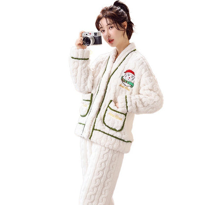 Women's Christmas Pajamas, Flannel, V-Neck