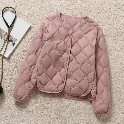Light down jacket with V-neck for women and men