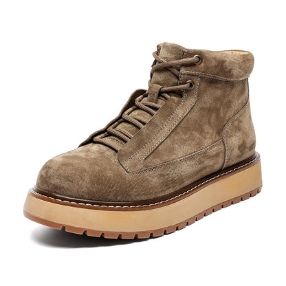 Men's Leather Boots, Platform, Vintage Style, Lace-up Boots