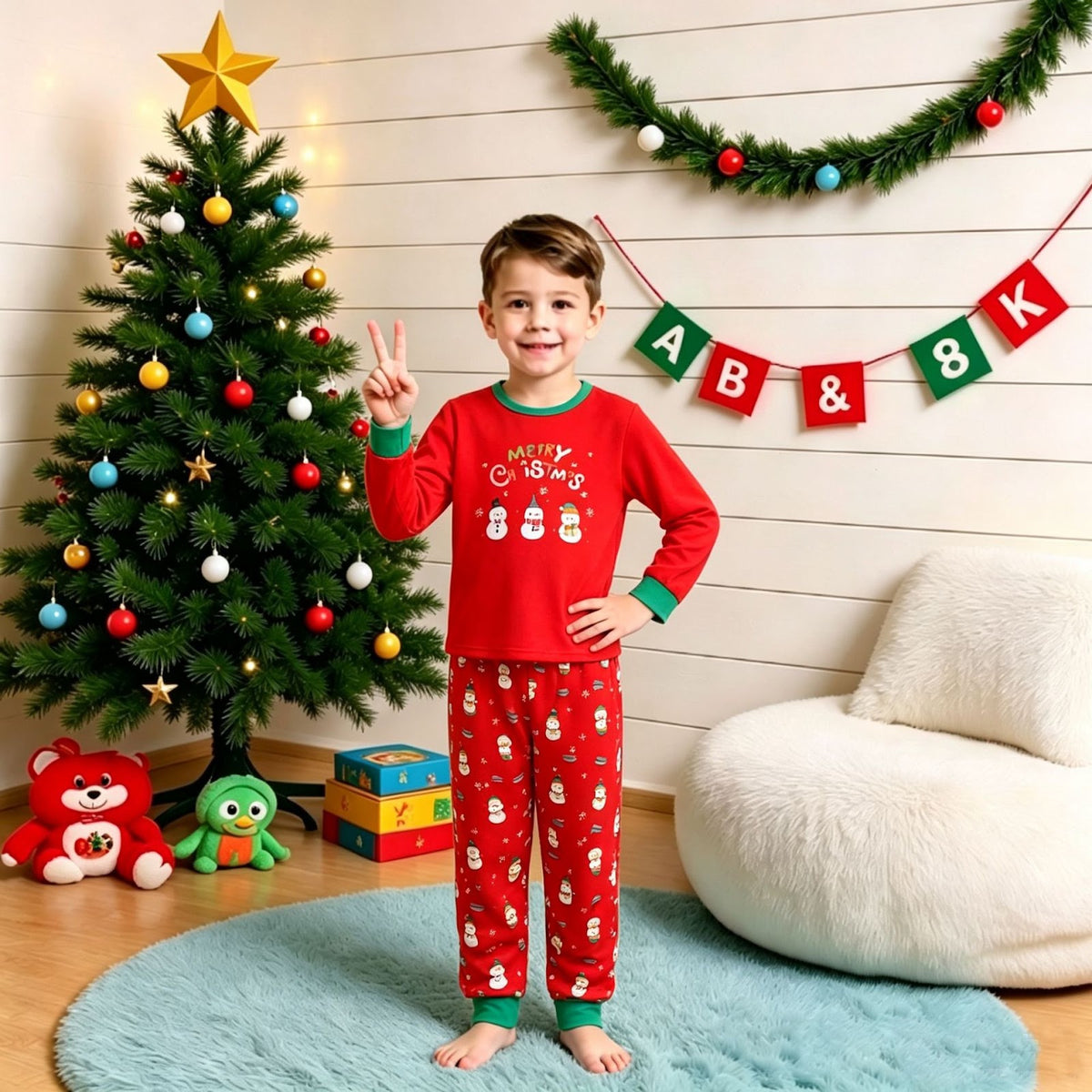 Family Pajama Set, Long Sleeve, 3D Print