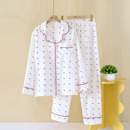 Women's pajamas, cotton gauze, long sleeves