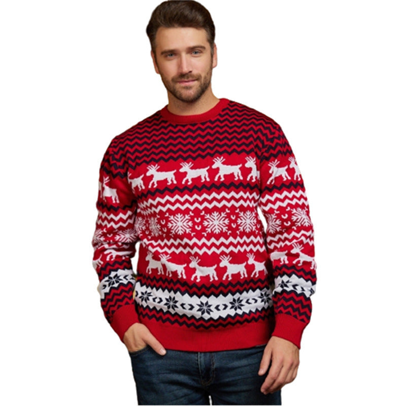 Christmas sweater with reindeer jacquard for men and women