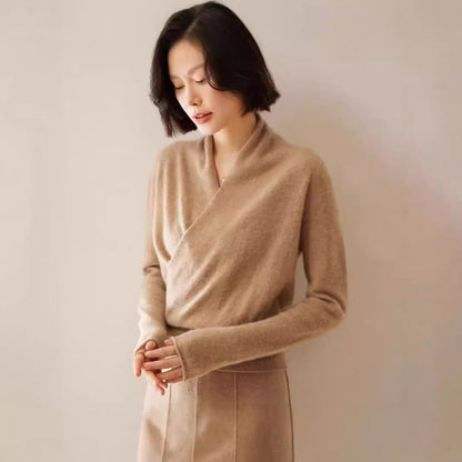 Women's knit sweater with V-neck