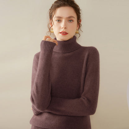 Women's turtleneck sweater made of 100% cashmere, warm
