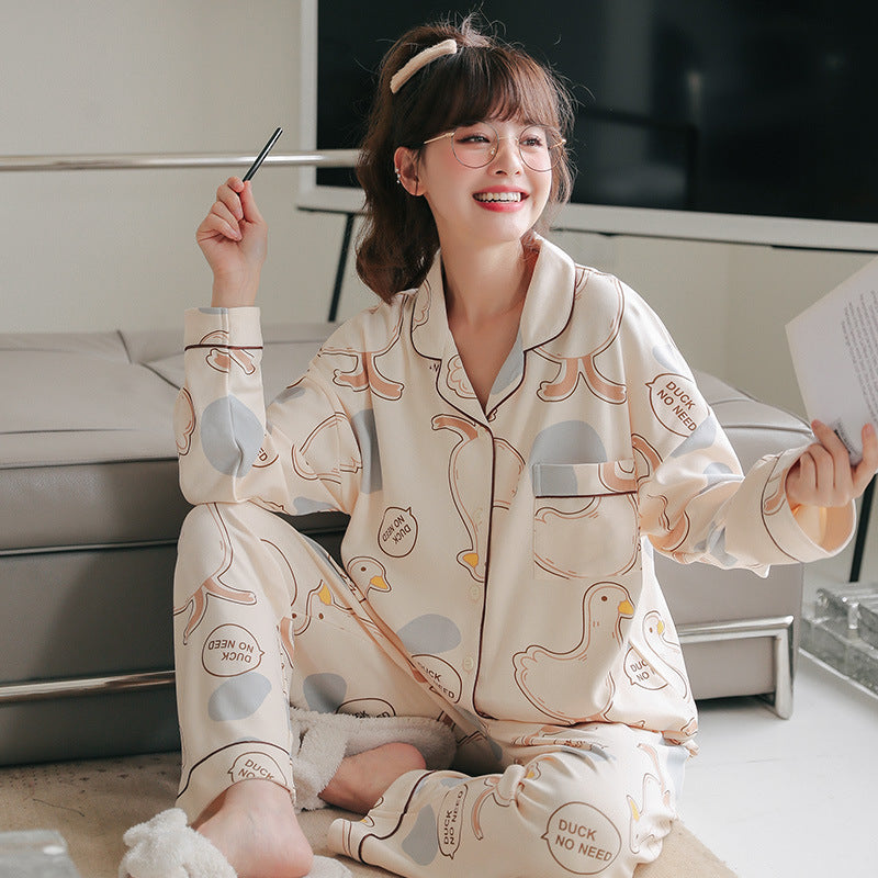 Women’s Pajama Set, long-sleeved, buttoned, playful design