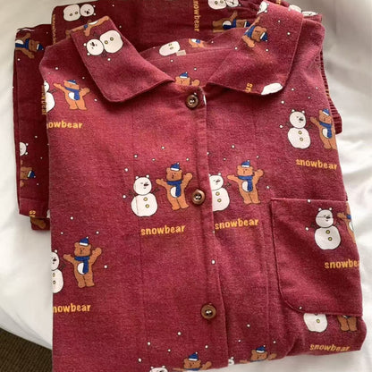 Women's Pajama Set, Flannel Look, Long Sleeve, with Christmas Design