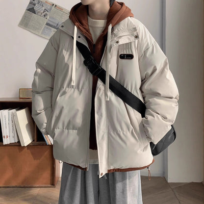 Men's winter jacket, hood, padded, loose fit
