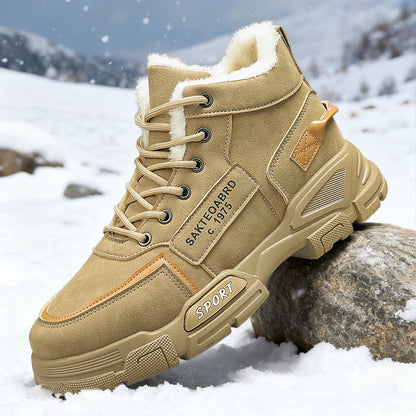 Padded men's winter boots, slip-resistant and warm