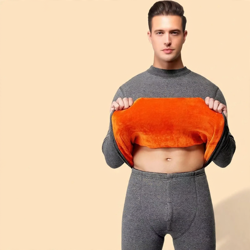 Men's Thermal Underwear Set, Lined, Round Neck