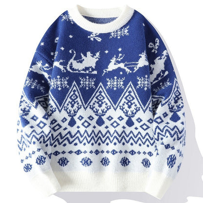 Knit pullover with round neck, floral pattern