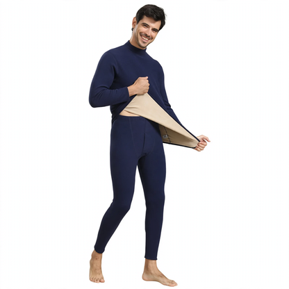 Padded thermal underwear set with lamb fleece imitation