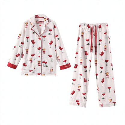 Women's pajama set, cotton, brushed on both sides, warm