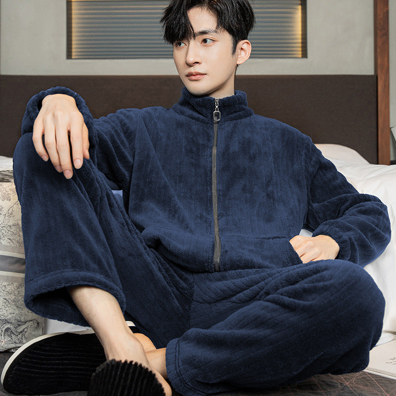 Padded men's house suit set made of coral fleece