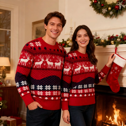 Christmas sweater with reindeer jacquard pattern