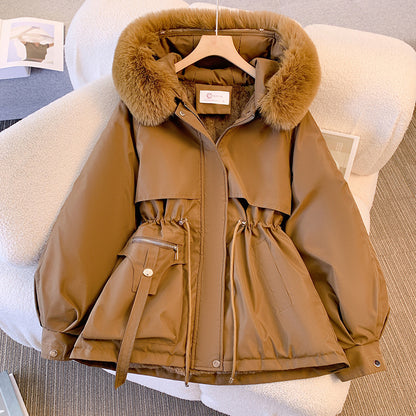 Winter parka for women, padded, with faux fur look