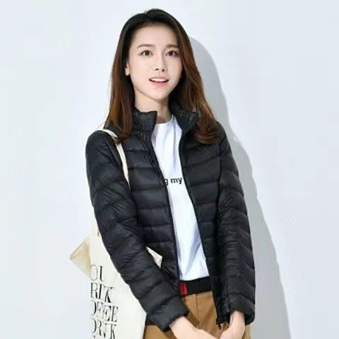Light women's quilted jacket with hood