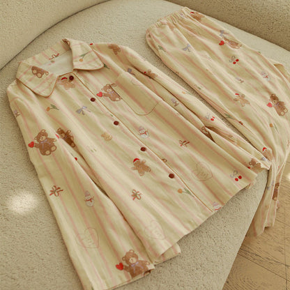 Women's loungewear suit made of brushed cotton with pockets