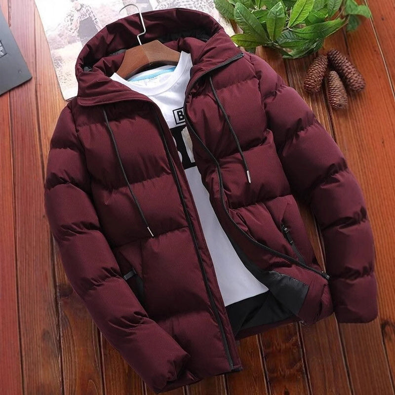 Men's puffer jacket with hood, short
