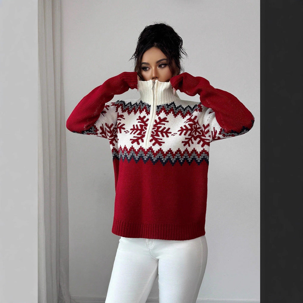 Fair Isle pullover with zipper for couples