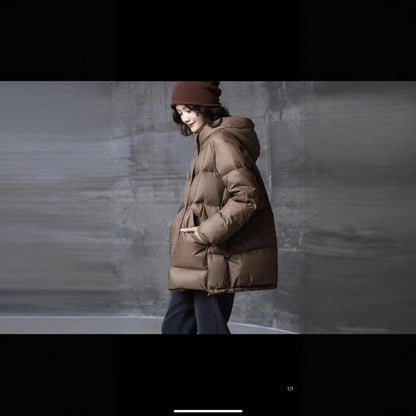 Modern down jacket with hood for women