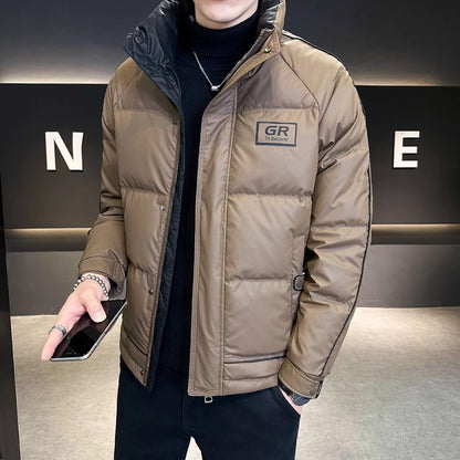 Solid color men's down jacket, padded