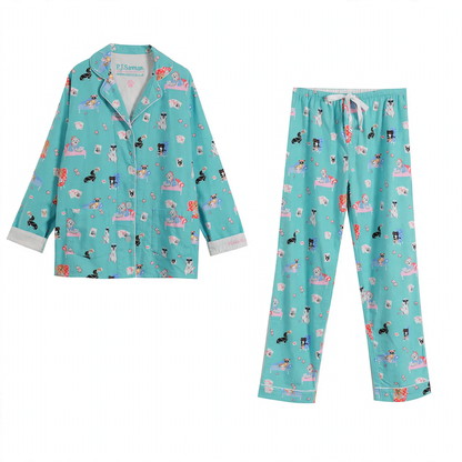 Women's pajama set, cotton, brushed on both sides, warm