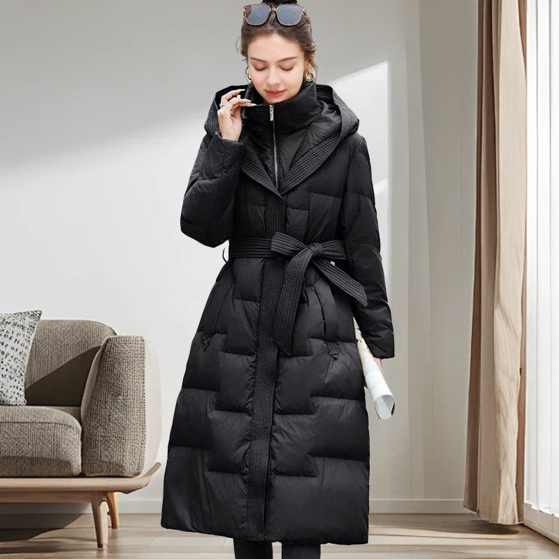 Women's down coat, mid-length, with duck down filling