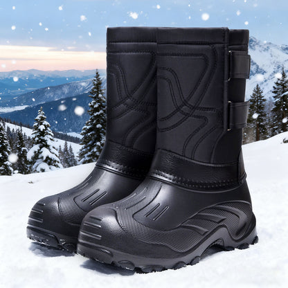 Padded men's winter boots for slipping on