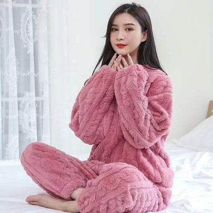 Women's house suit, coral fleece, lined, long-sleeved