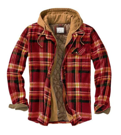 Men's hooded jacket, checkered, lined