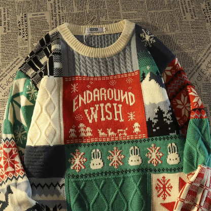 Men's Knit Sweater, Crew Neck, Contrasting Colors