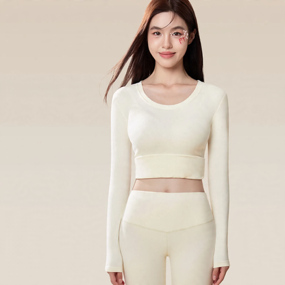 Women's thermal underwear set, elastic, round neck