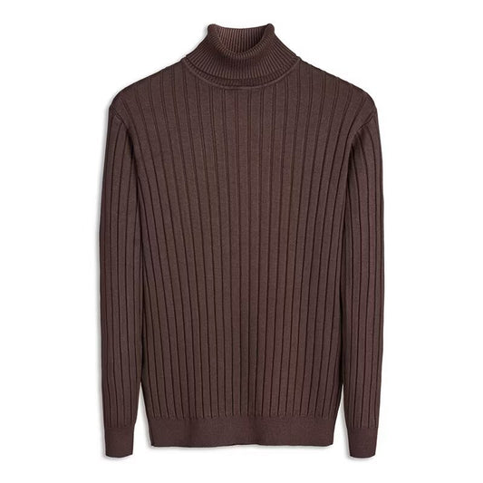 Men's knitted sweater with foldable stand-up collar