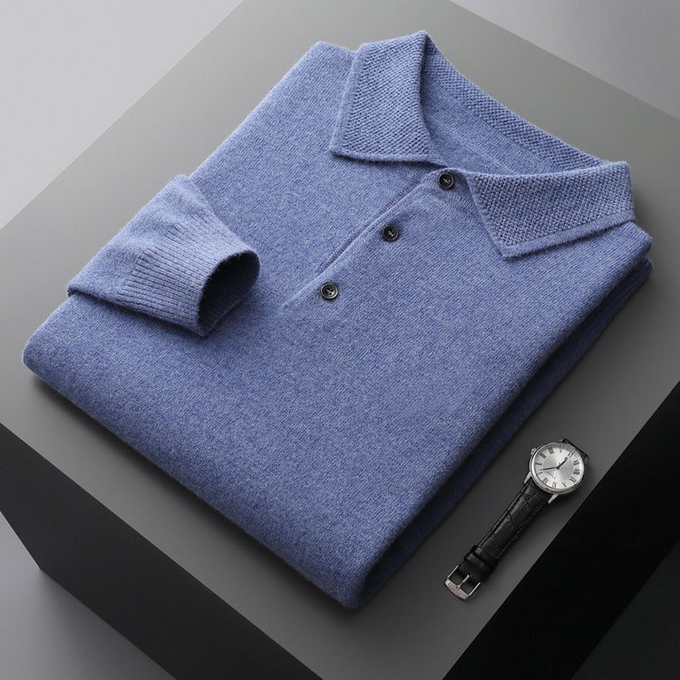 Men's Sweater, Polo Collar, Wool Cashmere, Business
