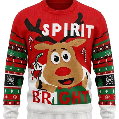 Christmas knitted sweater with animal motifs