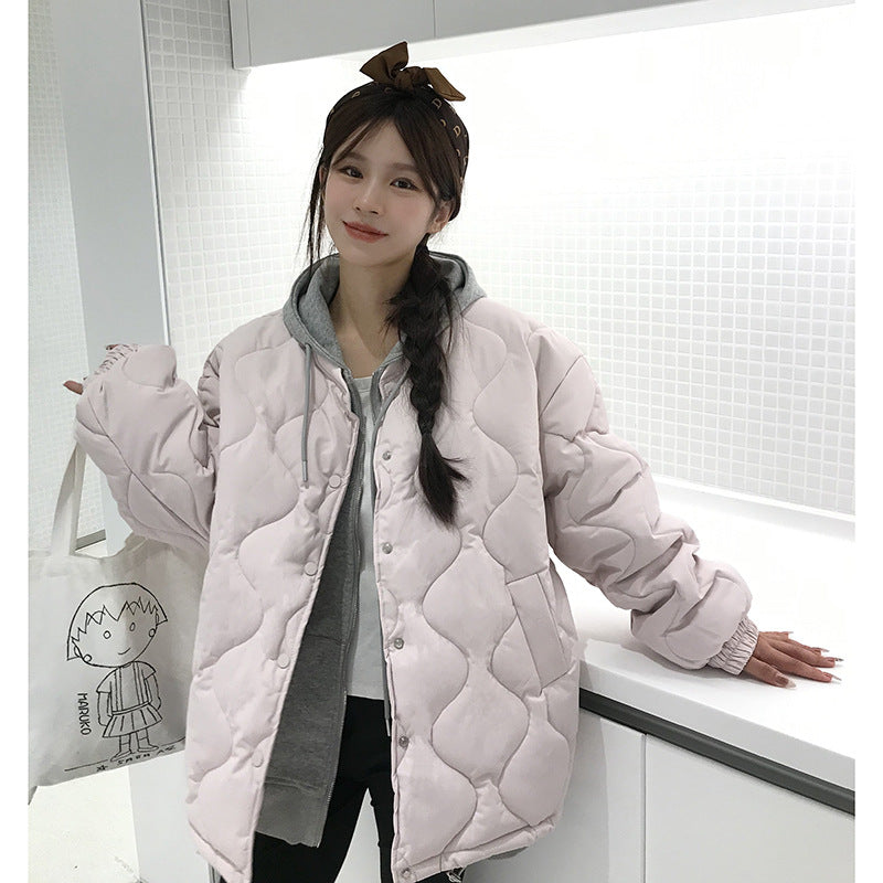 Ladies quilted jacket, loose, with diamond pattern
