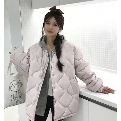 Ladies quilted jacket, loose, with diamond pattern