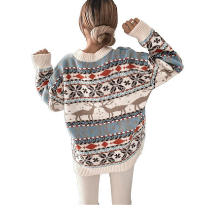 Women's Knit Sweater with Animal Motif