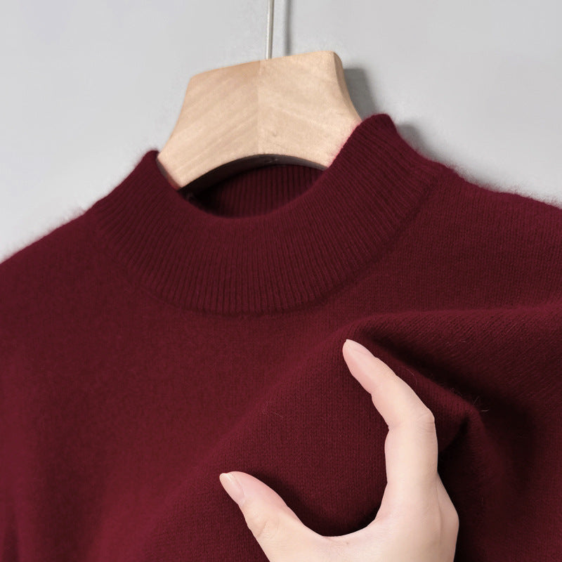 Men's pullover with stand-up collar, solid color, easy care