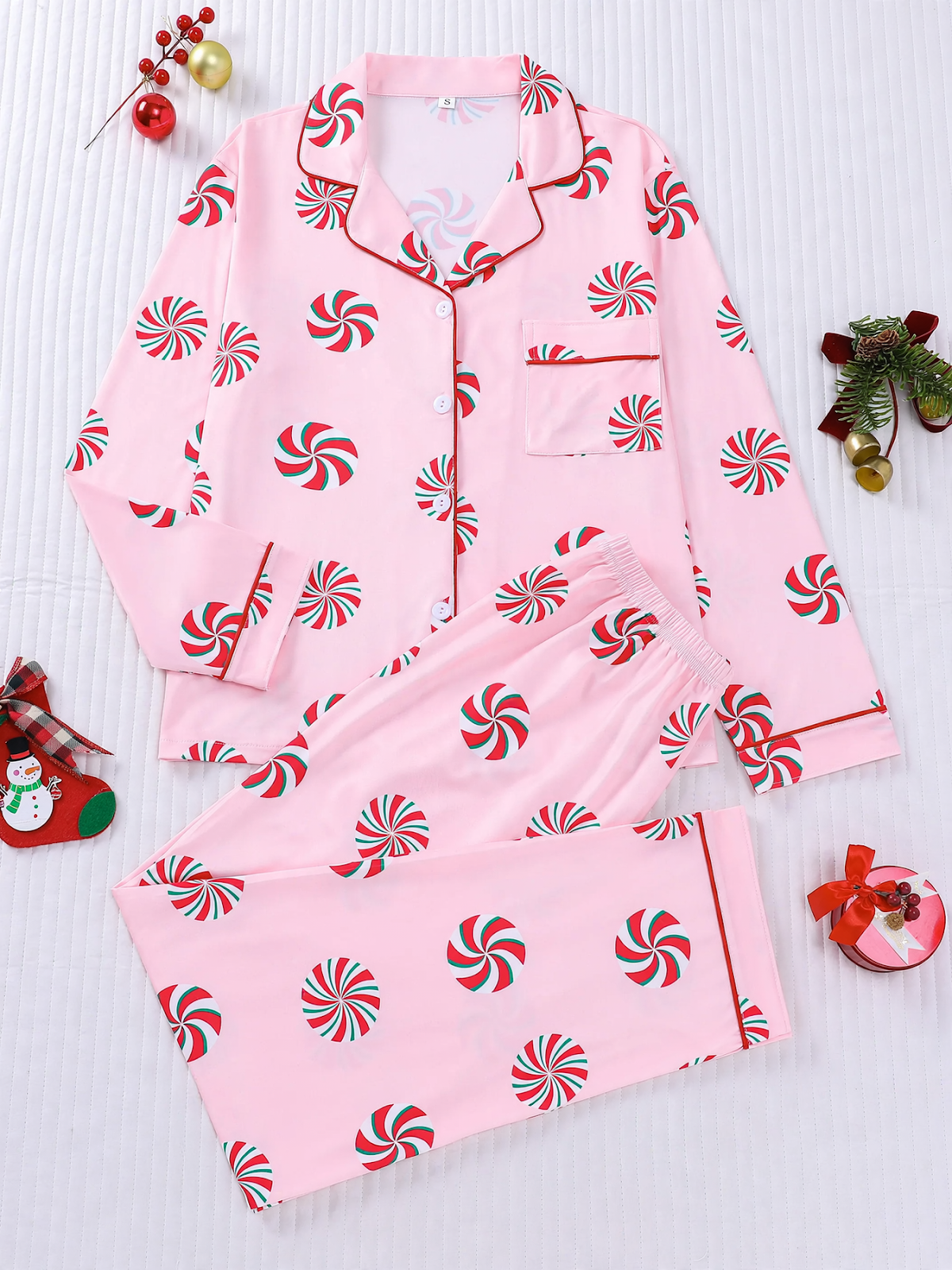 Women's Pajama Set, Long Sleeve, Christmas Motif