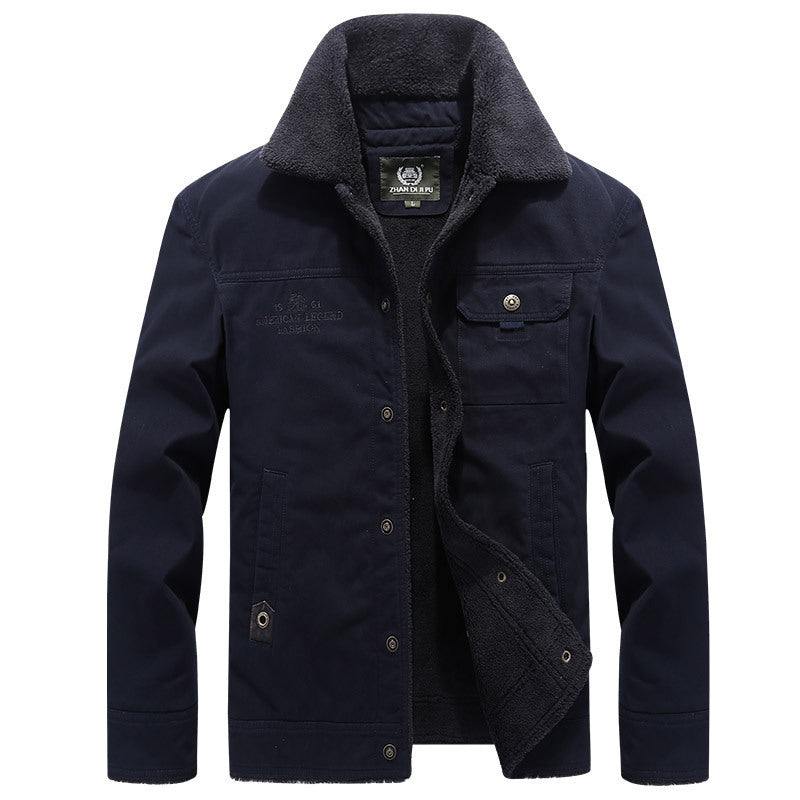 Padded men's winter jacket, loose fit, embroidered