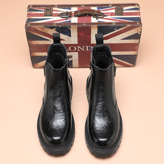 Modern men's ankle boots with platform sole