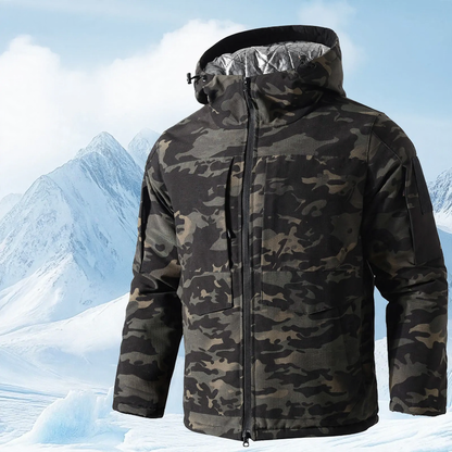 Men's winter jacket, graphene insulation, water-repellent, camouflage