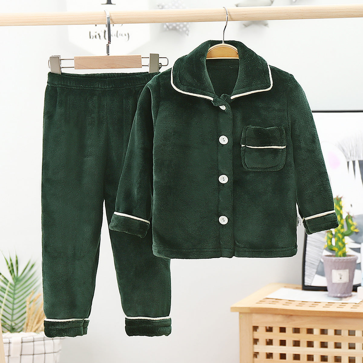 Children's flannel pajamas, warm and thick