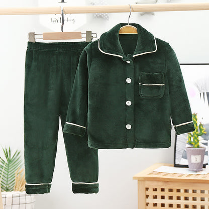 Children's flannel pajamas, warm and thick