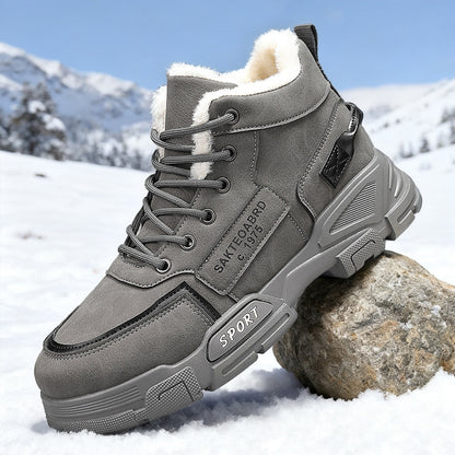 Padded men's winter boots, slip-resistant and warm