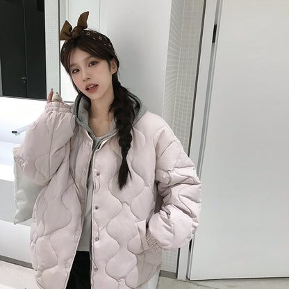 Ladies quilted jacket, loose, with diamond pattern