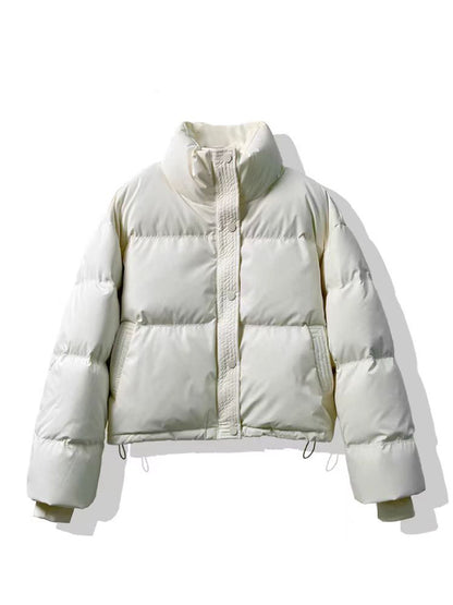 Short, loose women's winter jacket in modern style